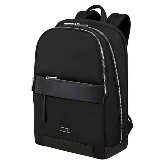 Samsontie's Zalia 3.0 Backpack 15.6" Black has front zip pockets and a main compartment with a dual zip and enough space for a 15.6 laptop and tablet.