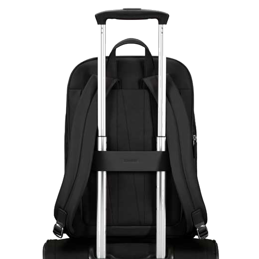 This Zalia 3.0 Backpack 15.6" Black by Samsonite has a rear strap so it can be attached to luggage, making it easy to travel with.
