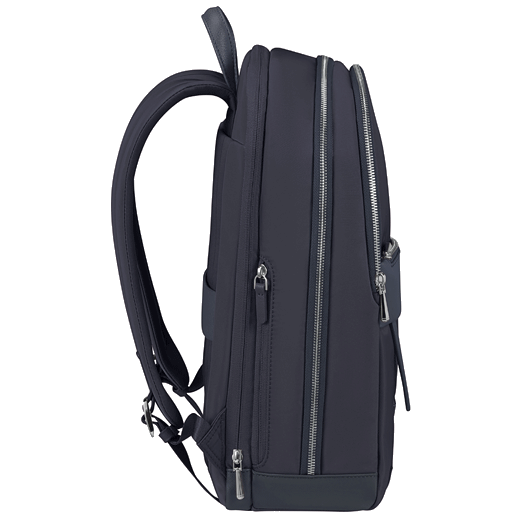 This Samsonite Zalia 3.0 Backpack 15.6" Dark Navy has a small polished silver plaque on the front for branding with the logo.