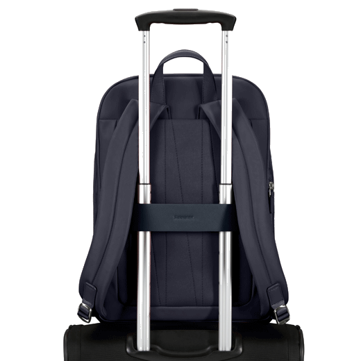 This Zalia 3.0 Backpack 15.6" Dark Navy by Samsonite has a rear strap so you can attach the backpack to your luggage when travelling.