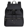 Samsonite's Zalia 3.0 Backpack with Buckle has a front flap closure into the main compartment which has a drawstring top.