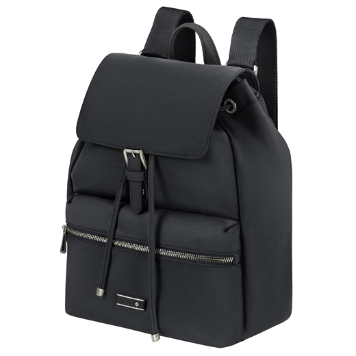 Samsonite's Zalia 3.0 Backpack with Buckle has a front zip compartment with silver hardware.