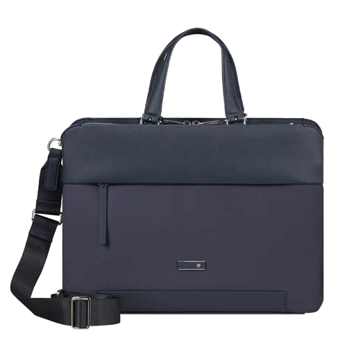 Samsonite's Zalia 3.0 Briefcase 15.6" in Dark Navy has been made out of recycled PET fabric and has polished silver trims.