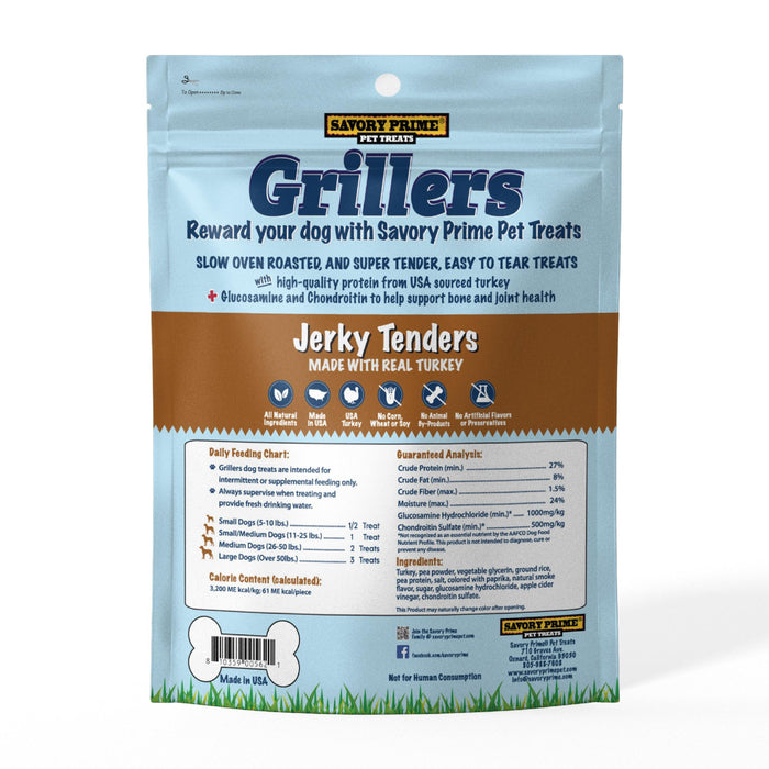 Savory Prime Grillers Turkey Jerky Tenders 8 oz. Dog Treats