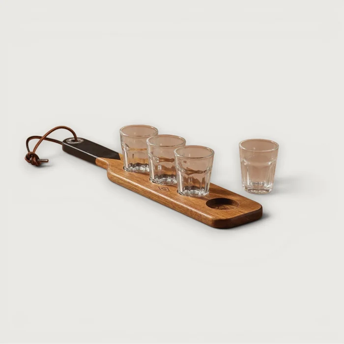 Serving Paddle & Shot Glasses