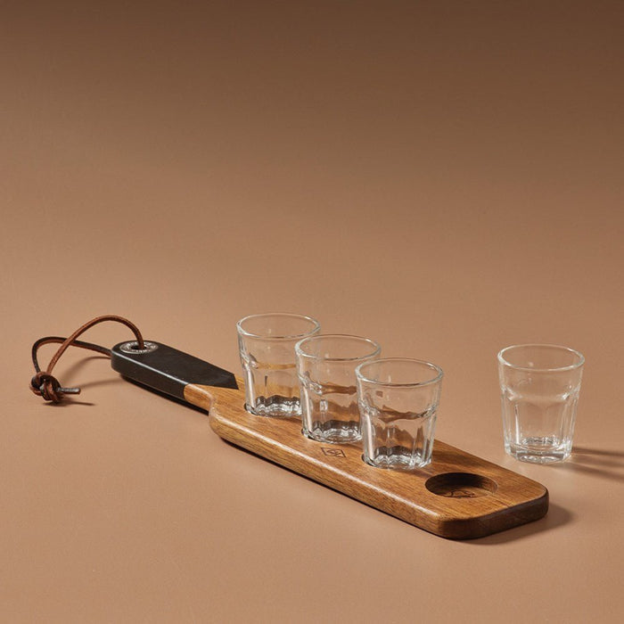 Serving Paddle & Shot Glasses - Few and Far - Gifts