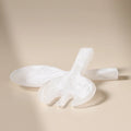 Short Handle Salad Servers - White Swirl