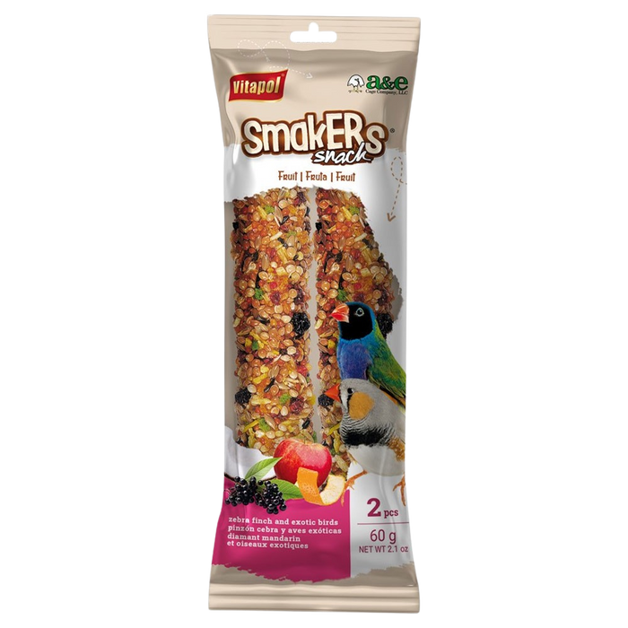 Smakers Zebra Finch Fruit Treat Sticks, 2 Pack, by A&E Cage Co