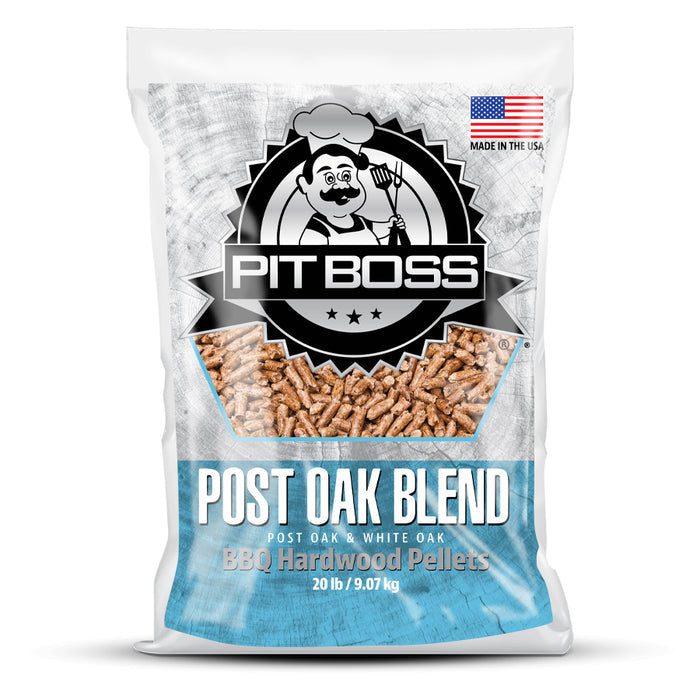 Pit Boss Grills Post Oak Blend BBQ Hardwood Pellets, 20 lb / 9.07 kg, made in the USA.