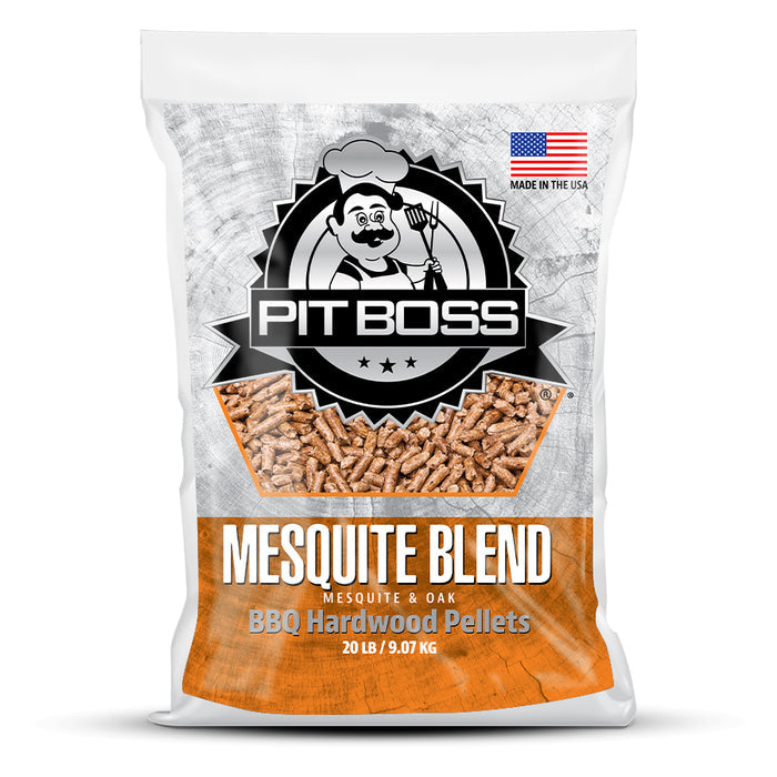 Pit Boss Grills Mesquite Blend BBQ Hardwood Pellets, 20 lb/9.07 kg, made in the USA.