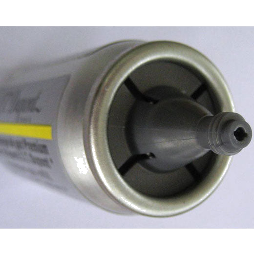 The thread on the Dupont yellow gas canister to screw into your lighter to refill.