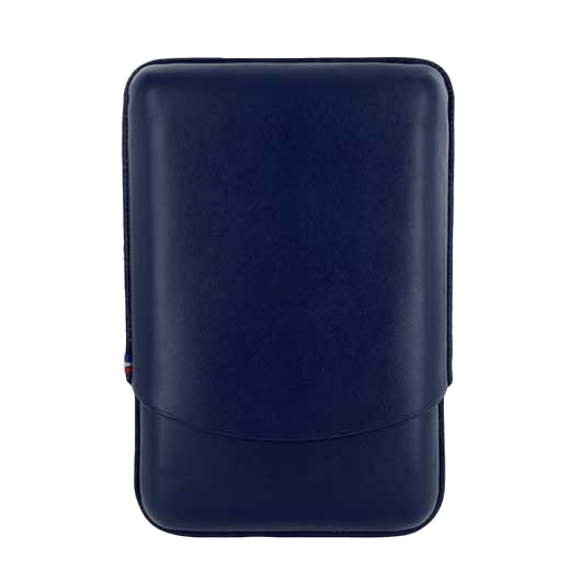 This S.T. Dupont cigar holder is made from a smooth blue leather material.
