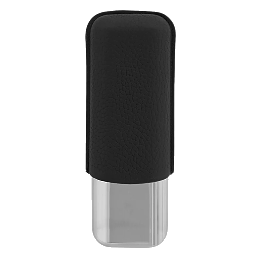 S.T. Dupont's Black Grained Leather 2 Cigar Case has ben made with full-grain leather which will keep your cigars contained inside the metal case.