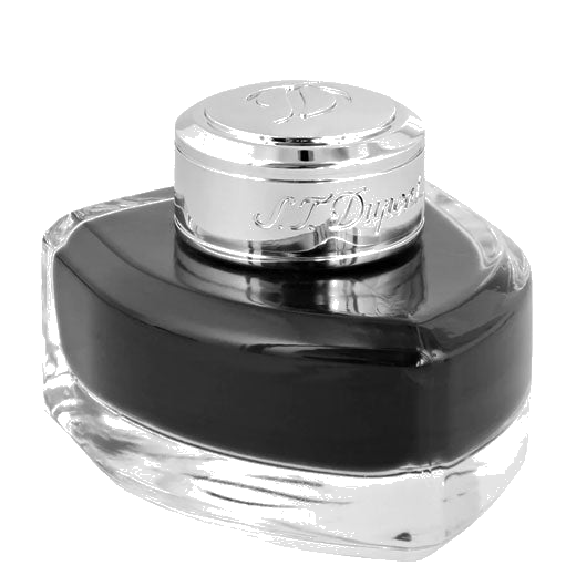 This S.T. Dupont Paris Black Ink Bottle is presented inside a D-shaped bottle.