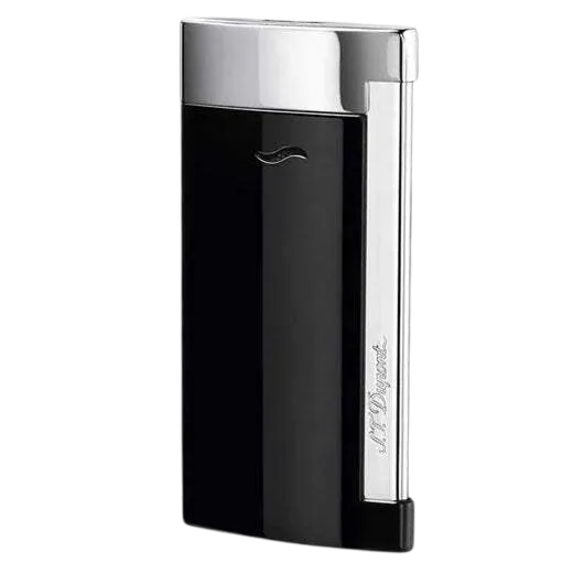 S.T. Dupont Slim 7 Lighter, Torch Flame, In Black and Chrome.