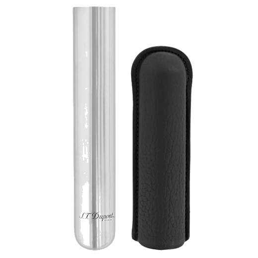 This S.T. Dupont Black Leather & Chrome Cigar Case can fit a single cigar and will keep it protected when you're travelling.