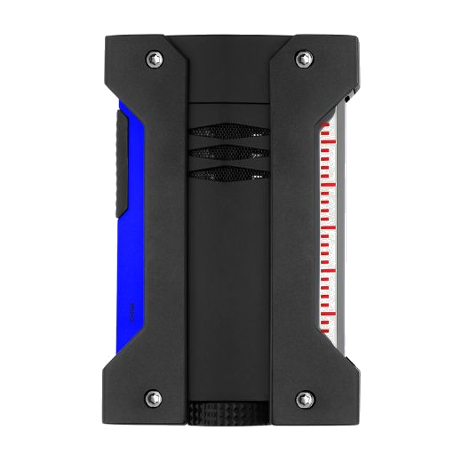 This Défi Extrême Matte Neon Blue Lighter by S.T. Dupont has a powerful blue flame that will resist winds and outdoor temperatures in the winter, etc.