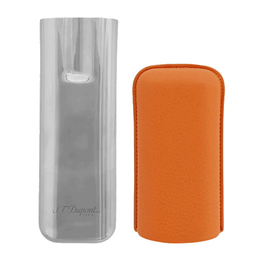 Keep your cigars looking stylish in this Double Cigar Case Grained Orange Leather by S.T. Dupont Paris.