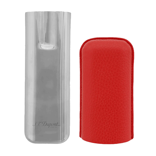 This S. T. Dupont Grained Red Leather Double Cigar Case will come packaged in a branded box.