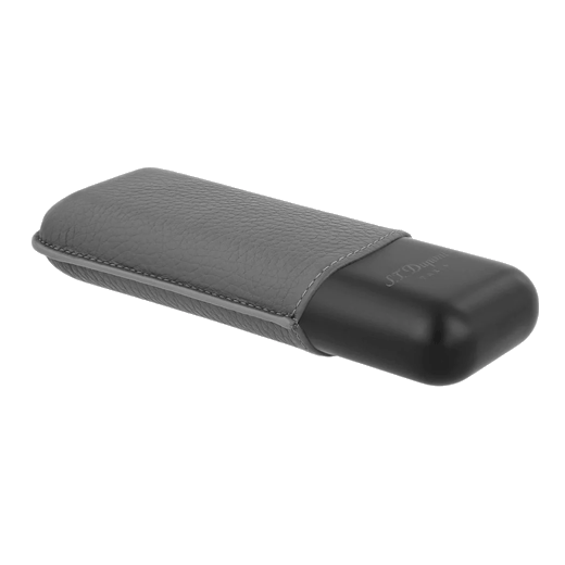 This Matte Black & Graphite Double Cigar Case by S. T. Dupont has the brand name engraved on the front of the matte black part.
