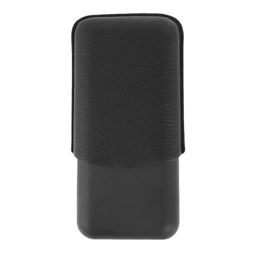 This Matte Black & Leather Triple Cigar Case by S. T. Dupont can hold 3 cigars inside with the easy-open case.