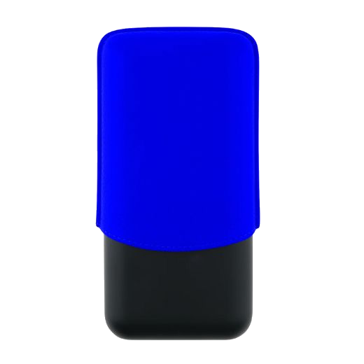 This Matte Black & Neon Blue Leather Triple Cigar Case by S.T. Dupont has a matte black stainless steel case to keep the cigars protected inside.
