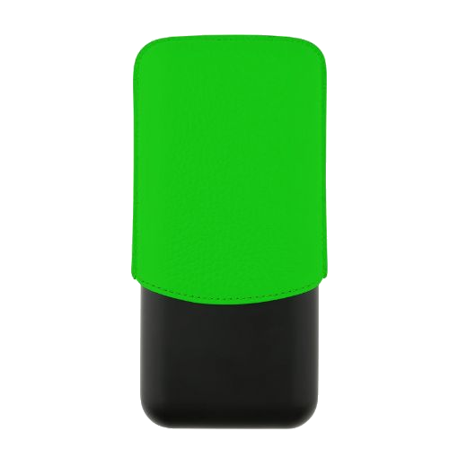 This S.T. Dupont Matte Black & Neon Green Leather Triple Cigar Case has a contrasting neon green textured leather lid to keep the cigars in tact.
