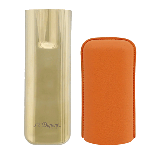 This Orange Leather Double Cigar Case Gold by S.T. Dupont is perfect for keeping two cigars safe.