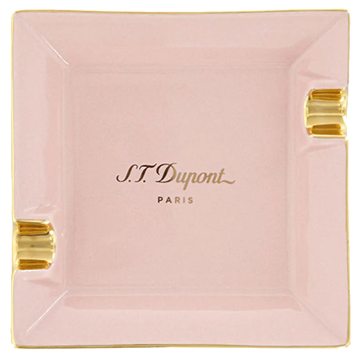 This S.T. Dupont Paris Pastel Pink Spring Series Small Ashtray features yellow gold accents.