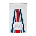 This Slim 7 24H du Mans White & Chrome Lighter is by S.T. Dupont and has a design with white, blue and red.