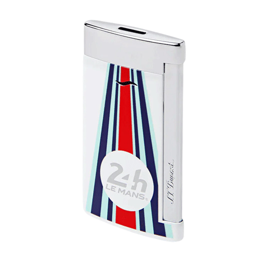 This Slim 7 24H du Mans White & Chrome Lighter is by S.T. Dupont and comes with the brand name engraved along the edge on the trigger.
