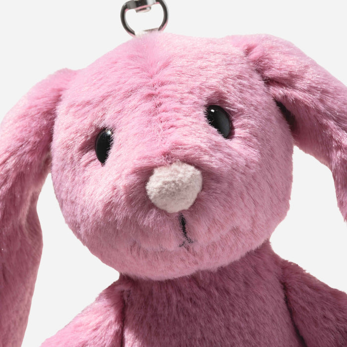 Close up of the Steiff 16 cm Dark Pink Hoppie Rabbit Pendant.