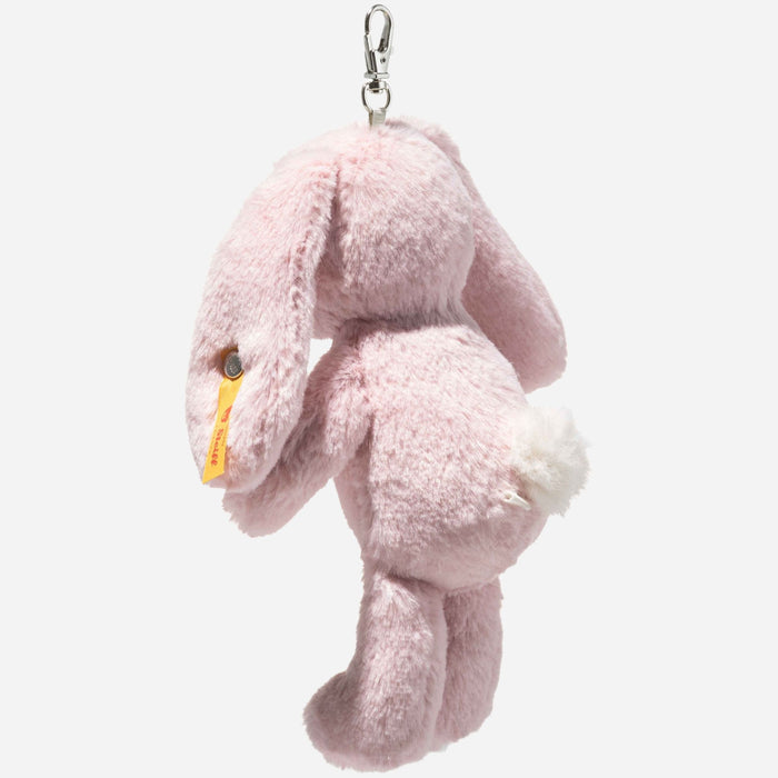 Side view of the Steiff 16 cm Light Pink Hoppie Rabbit Pendant.
