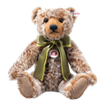 Steiff's British Collectors' 2025 Teddy Bear is made out of a blend of mohair and cotton and has safety eyes and the gold-plated button in ear.