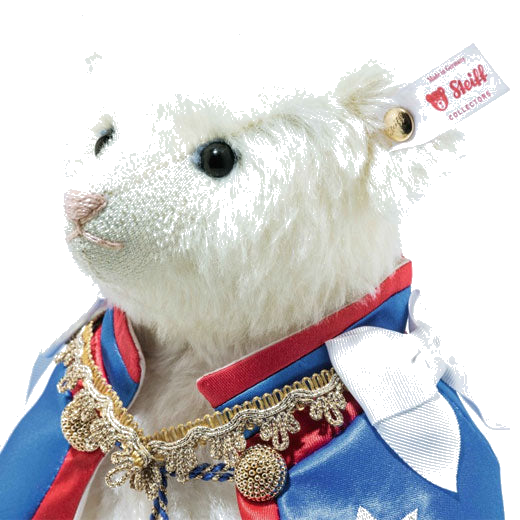 This Steiff Catherine Princess of Wales Teddy Bear has the gold-plated "Button in Ear" and safety eyes.