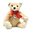 Steiff's Classic 1909 Teddy Bear 35 cm is made out of a mohair and cotton blend with a soft touch and satin ribbon neck tie.