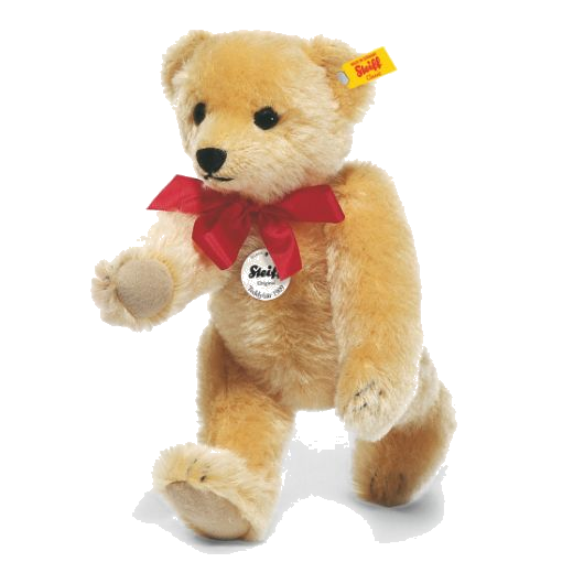 This Steiff Classic 1909 Teddy Bear 35 cm can either be stood or sitting down as it is 5-way jointed.