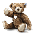 Steiff's Classic Teddy Bear is made out of a mohair and cotton blend and has brown fur.