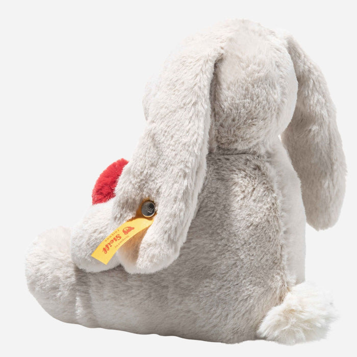 Back view of the Hoppie Love Grey Rabbit 16 cm.