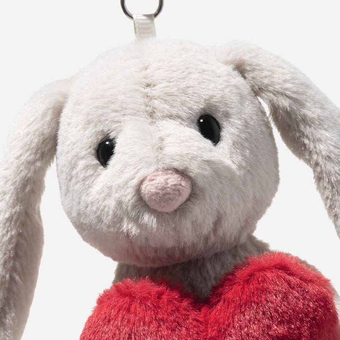 Close up of the Hoppie Love Grey Rabbit Pendant 15 cm.