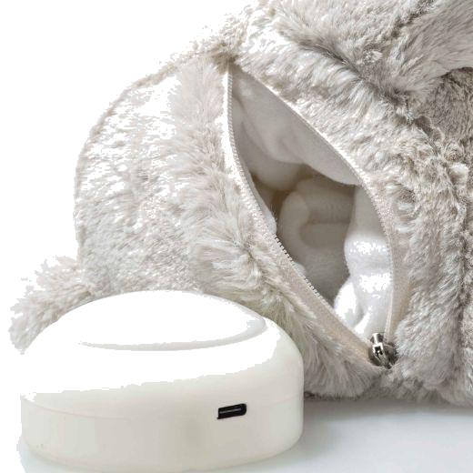 This Steiff Light at Night Hoppie Rabbit in Light Grey is a perfect gift for a little one who loves to read at night.