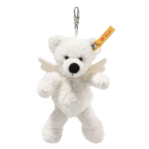 This Lotte Guardian Angel Teddy Bear Pendant by Steiff has a polished silver