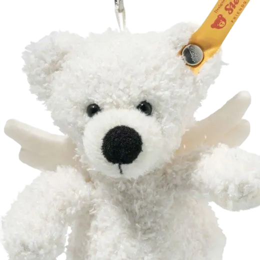 This Lotte Guardian Angel Teddy Bear Pendant by Steiff has an embroidered smiling mouth with safety eyes and a soft face.