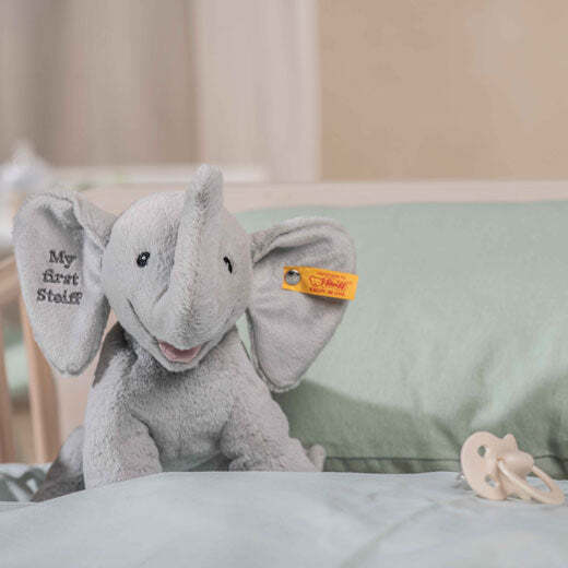 Steiff's My First Steiff Ellie the Elephant is machine washable.