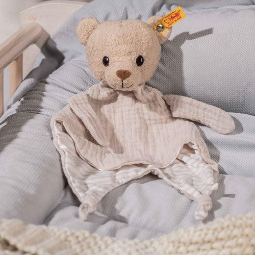 Noah the Teddy Bear Comforter  made by Steiff is handwash only.