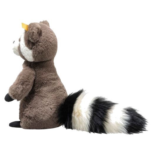 Side view of the Pedro Racoon in Brown 23 cm.
