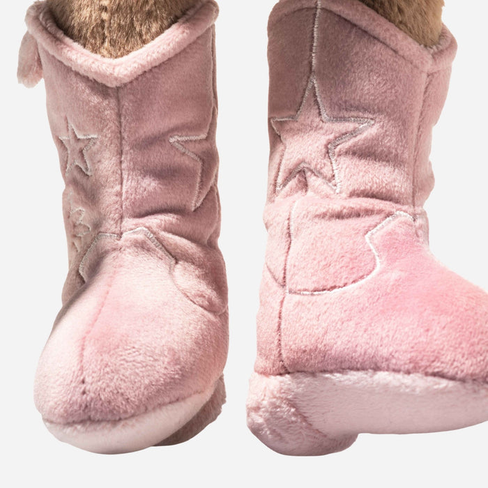 The cowgirl boots with star embroidery on the Pink Cowgirl Hoppie Rabbit 32 cm.