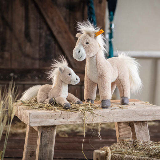 Steiff's Soft Cuddly Friends Gola the Standing Horse is crafted out of soft plush.