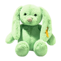 Steiff's Soft Cuddly Friends Green Tilda Rabbit has a soft green plush exterior with safety eyes and an embroidered nose.