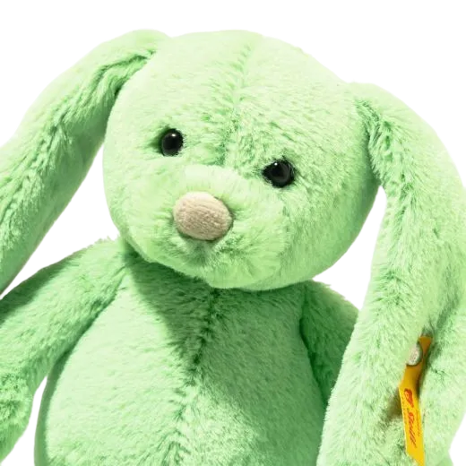 This Soft Cuddly Friends Green Tilda Rabbit makes a lovely gift for a newborn and can be sent in a Steiff gift box.